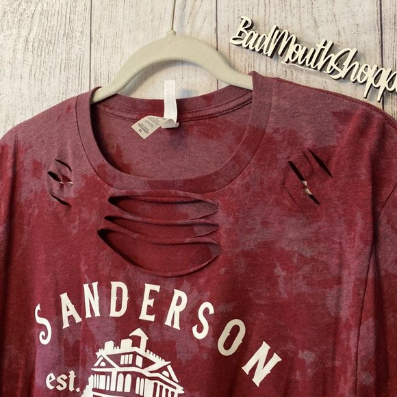 Sanderson Witch Museum Salem Upcycled Destroyed Rocker Cotton Jersey Tee - Picture 2 of 7